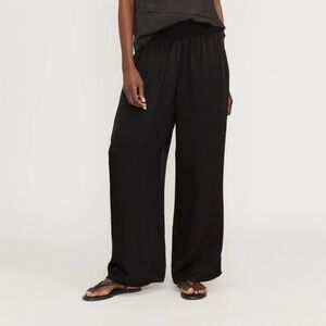 Everlane Black Wide-Leg Elastic Waist Pants